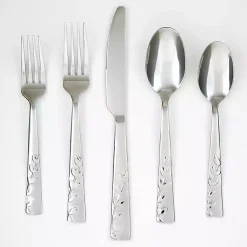 Kirklands Home Satin Sand Blossom 20-pc. Flatware Set Silver Sale