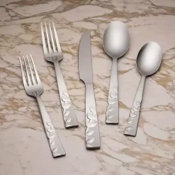 Kirklands Home Satin Sand Blossom 20-pc. Flatware Set Silver Sale
