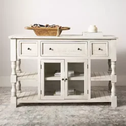 Kirklands Home Savannah Cream Distressed Cabinet Ivory Best