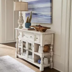Kirklands Home Savannah Cream Distressed Cabinet Ivory Best