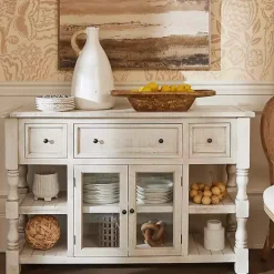 Kirklands Home Savannah Cream Distressed Cabinet Ivory Best