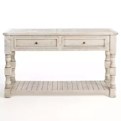Kirklands Home Savannah Cream Distressed Console Table Ivory Best