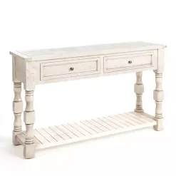 Kirklands Home Savannah Cream Distressed Console Table Ivory Best