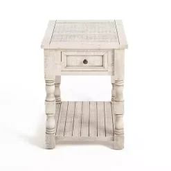 Kirklands Home Savannah Cream Distressed Side Table Ivory Best