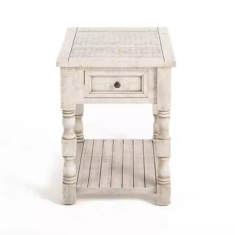 Kirklands Home Savannah Cream Distressed Side Table Ivory Best