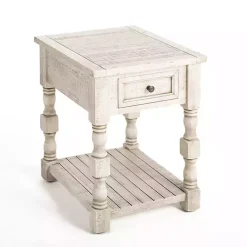 Kirklands Home Savannah Cream Distressed Side Table Ivory Best