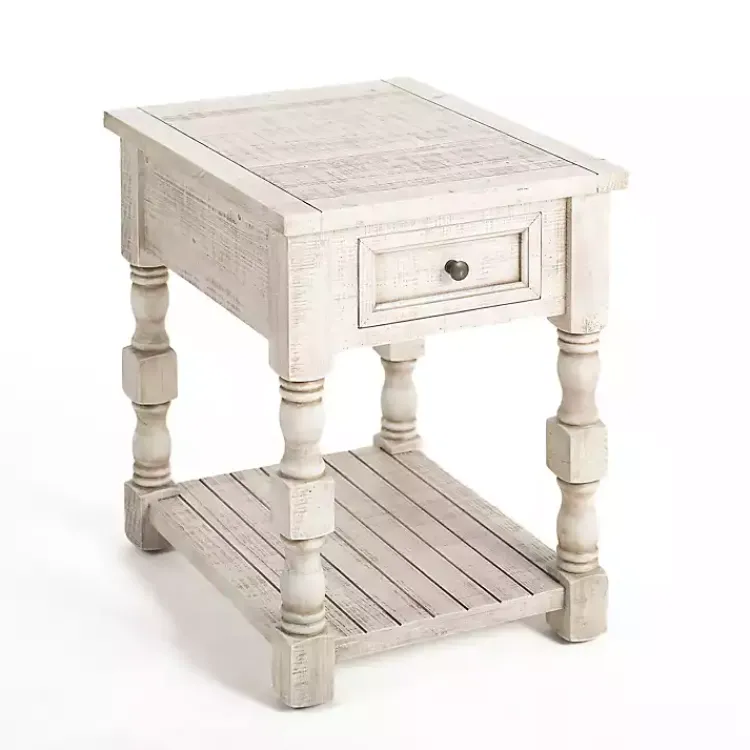 Kirklands Home Savannah Cream Distressed Side Table Ivory Best