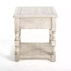 Kirklands Home Savannah Cream Distressed Side Table Ivory Best