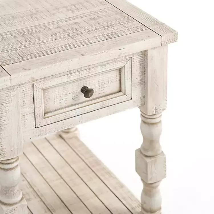 Kirklands Home Savannah Cream Distressed Side Table Ivory Best