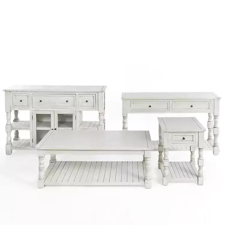 Kirklands Home Savannah Cream Distressed Side Table Ivory Best