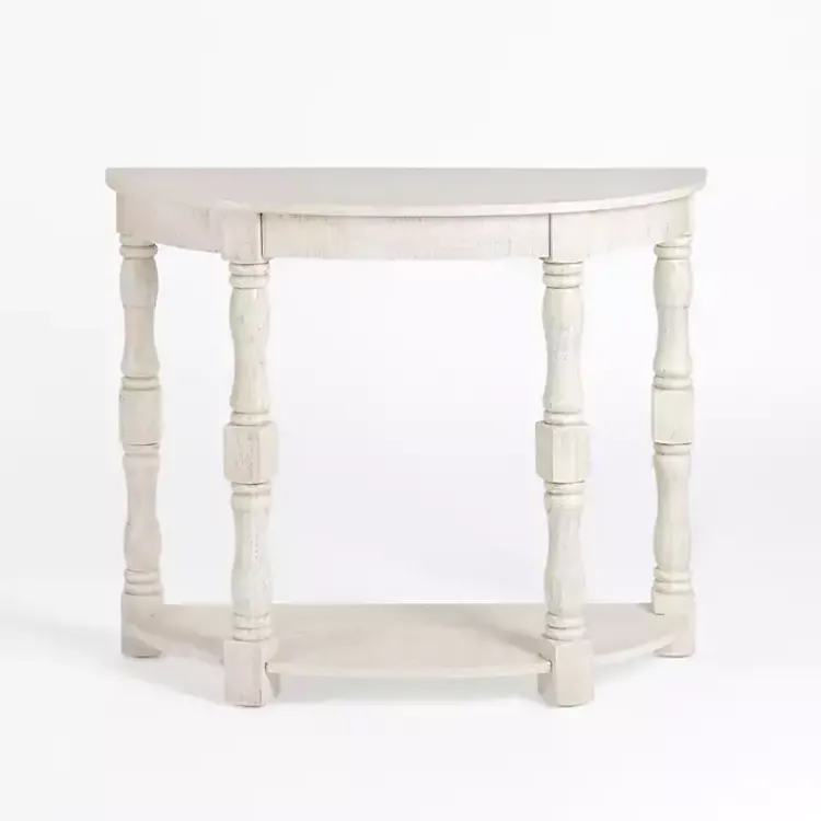 Kirklands Home Savannah Cream Distressed Half Moon Console Table White New