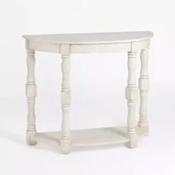 Kirklands Home Savannah Cream Distressed Half Moon Console Table White New