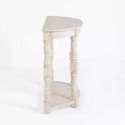 Kirklands Home Savannah Cream Distressed Half Moon Console Table White New
