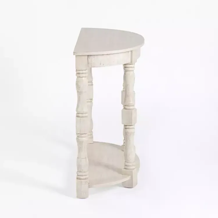 Kirklands Home Savannah Cream Distressed Half Moon Console Table White New