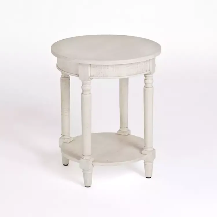 Kirklands Home Savannah Cream Distressed Round Accent Table White Outlet