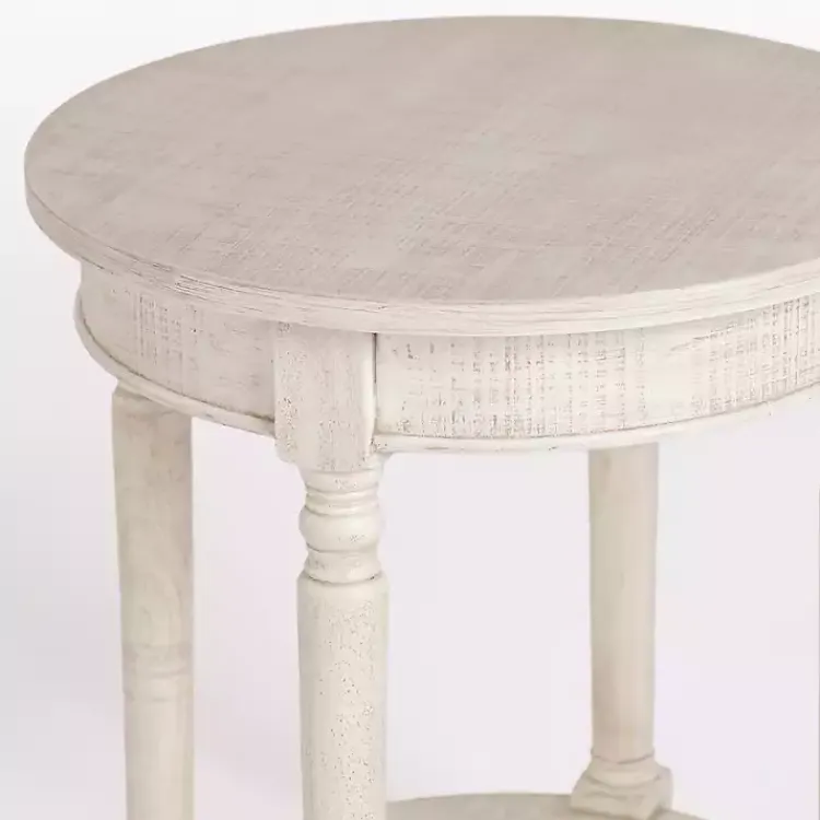 Kirklands Home Savannah Cream Distressed Round Accent Table White Outlet