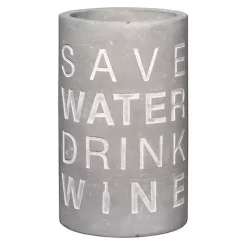 Kirklands Home Save Water Drink Wine Concrete Wine Bottle Cooler Gray Hot