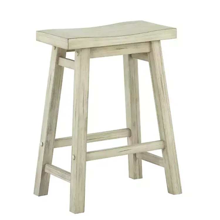 Kirklands Home Sawgrass Wooden Saddle Seat Counter Stool White Online