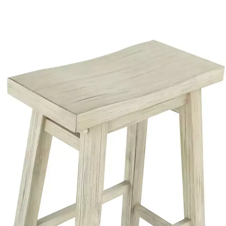 Kirklands Home Sawgrass Wooden Saddle Seat Counter Stool White Online