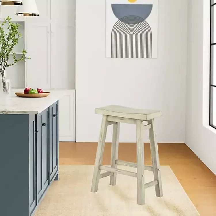 Kirklands Home Sawgrass Wooden Saddle Seat Counter Stool White Online