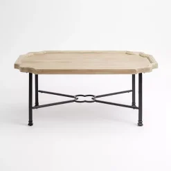 Kirklands Home Scalloped Wood and Metal Coffee Table Black Hot