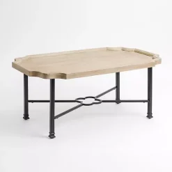 Kirklands Home Scalloped Wood and Metal Coffee Table Black Hot