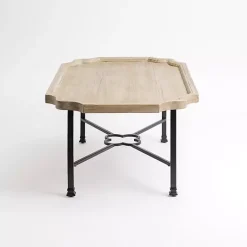 Kirklands Home Scalloped Wood and Metal Coffee Table Black Hot