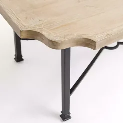 Kirklands Home Scalloped Wood and Metal Coffee Table Black Hot