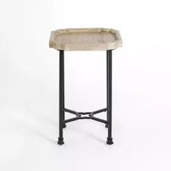 Kirklands Home Scalloped Wood and Metal Accent Table Sale