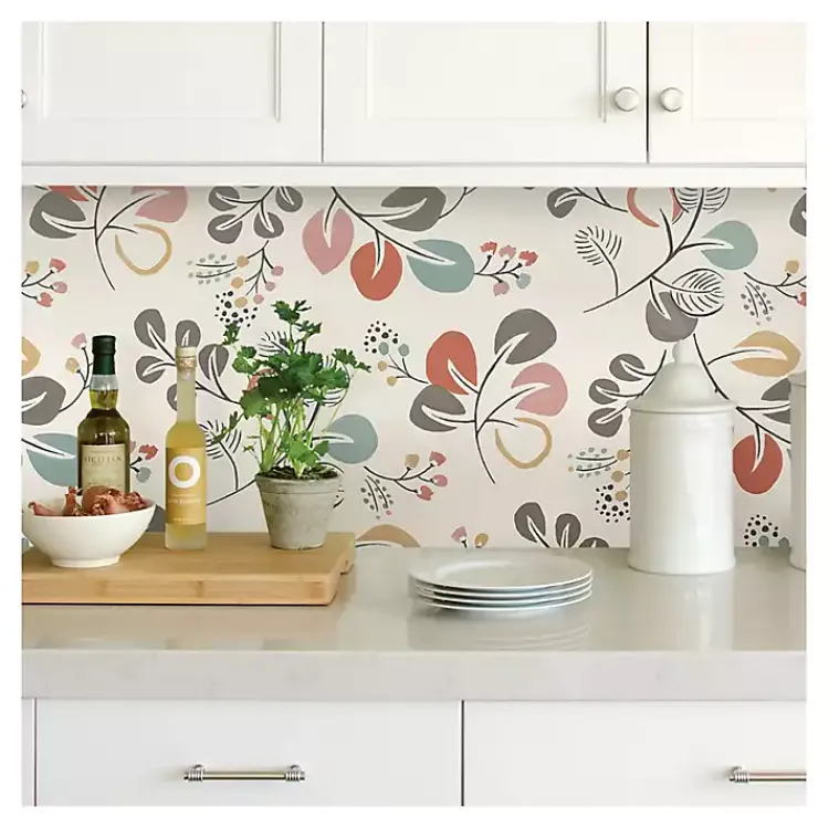 Kirklands Home Scandinavian Botanical Peel & Stick Wallpaper New