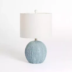 Kirklands Home Sea Blue Round Textured Table Lamp White Outlet