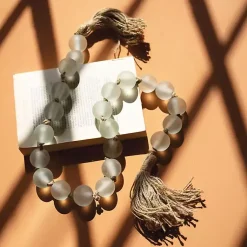 Decorative Accents>Kirklands Home Sea Glass Beaded Garland with Tassels Clear