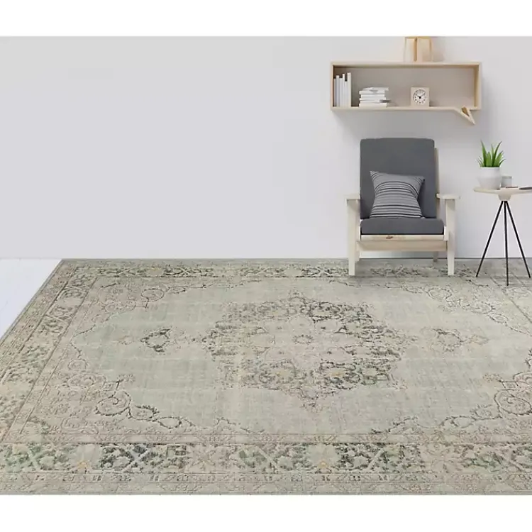 Kirklands Home Sea Vintage Medallion Area Rug, 7x10 Green Clearance
