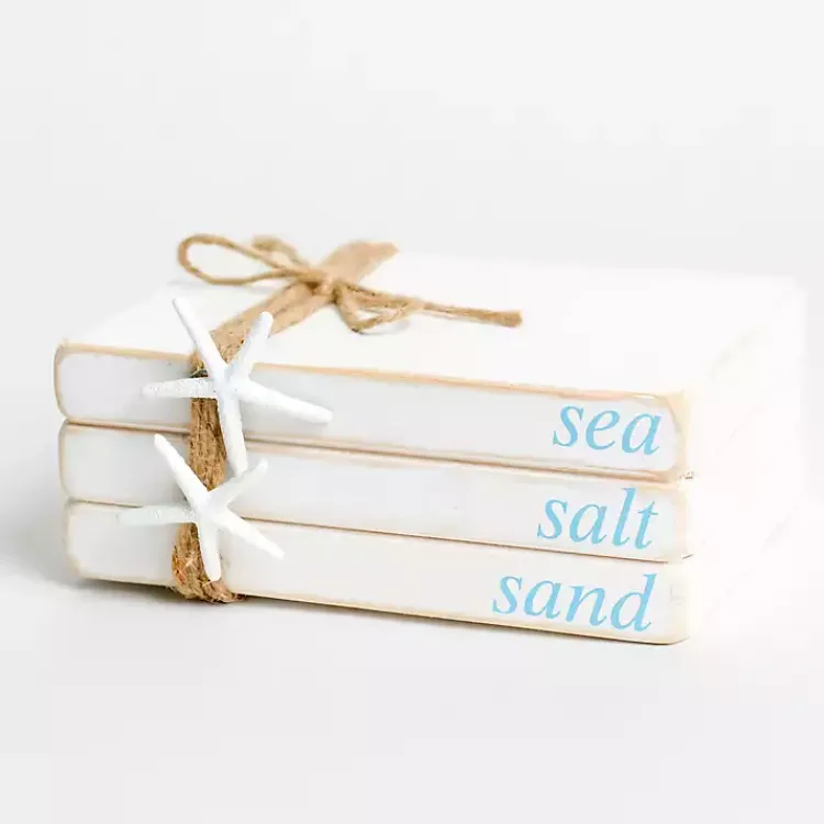 Statues & Figurines>Kirklands Home Sea Salt Sand Wooden Book Stack White