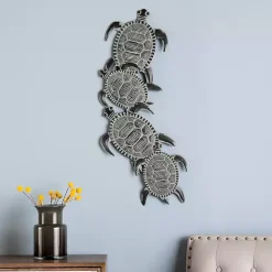 Kirklands Home Sea Turtle Metal Plaque Black New