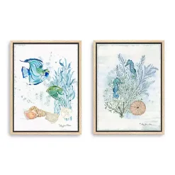 Kirklands Home Sea Whispers Framed Canvas Art Prints, Set of 2 Blue Clearance