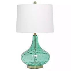 Kirklands Home Seafoam Dimpled Glass Teardrop Table Lamp Blue Online