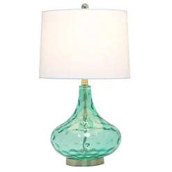 Kirklands Home Seafoam Dimpled Glass Teardrop Table Lamp Blue Online