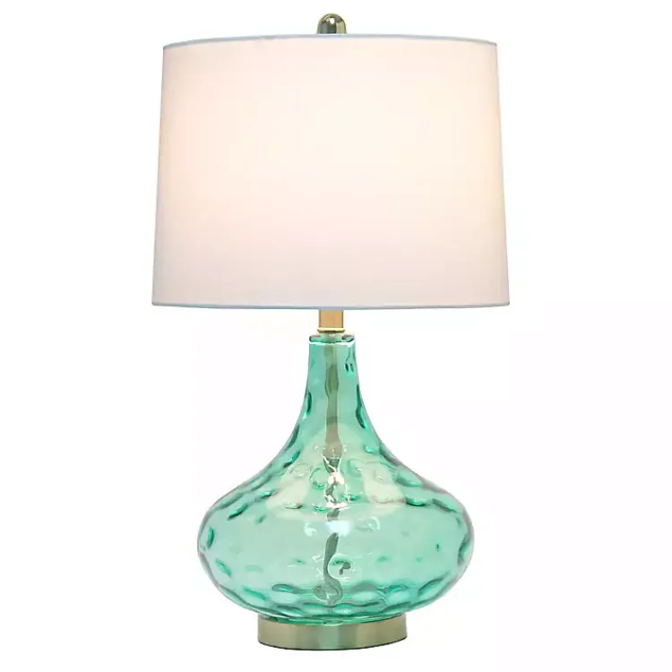 Kirklands Home Seafoam Dimpled Glass Teardrop Table Lamp Blue Online