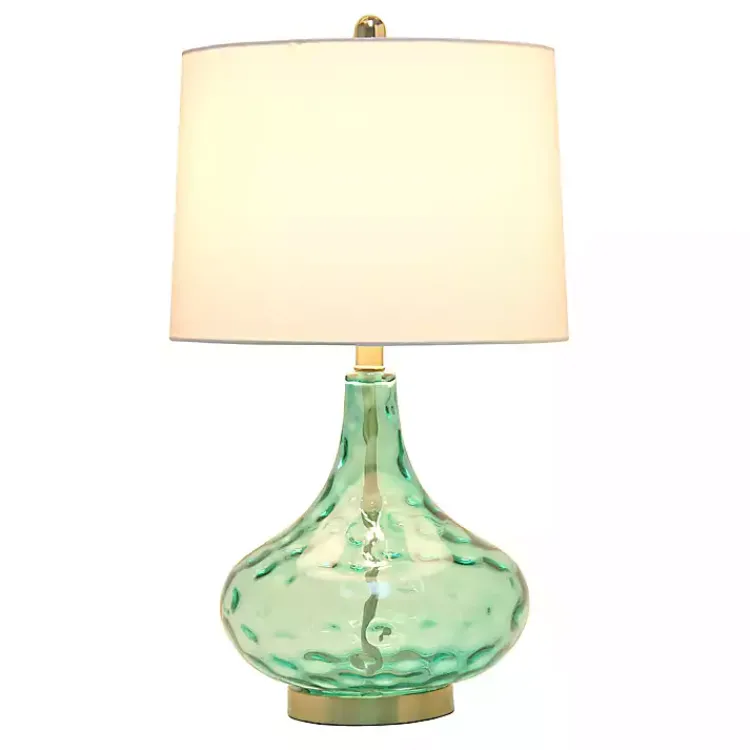 Kirklands Home Seafoam Dimpled Glass Teardrop Table Lamp Blue Online