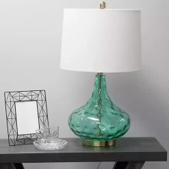 Kirklands Home Seafoam Dimpled Glass Teardrop Table Lamp Blue Online