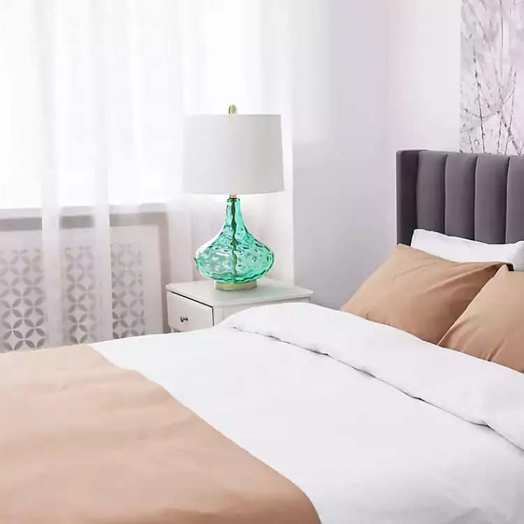 Kirklands Home Seafoam Dimpled Glass Teardrop Table Lamp Blue Online