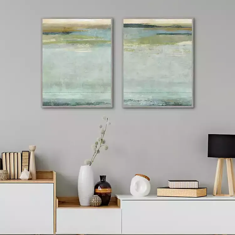 Kirklands Home Seafoam Framed Canvas Art Prints, Set of 2 Blue Sale
