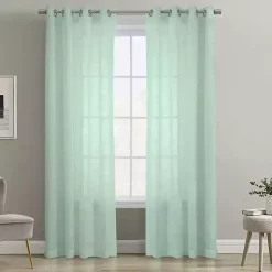 Kirklands Home Seafoam Boucle Sheer Curtain Panel, 108 in. Green Sale