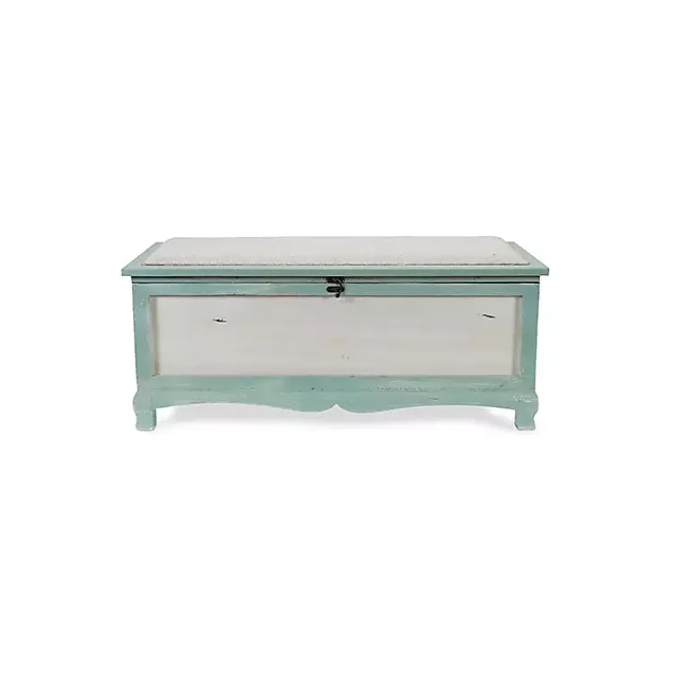 Kirklands Home Seafoam Shabby Chic Storage Bench Green Clearance