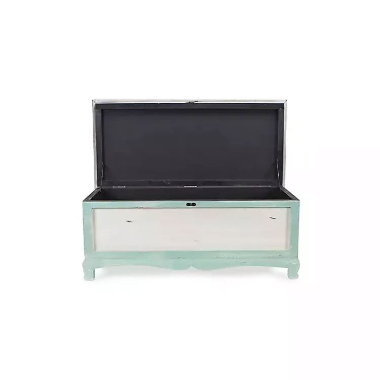 Kirklands Home Seafoam Shabby Chic Storage Bench Green Clearance