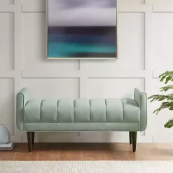 Kirklands Home Seafoam Velvet Bench Green Outlet