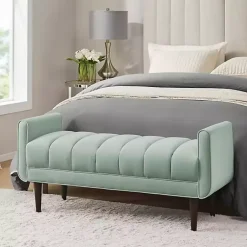 Kirklands Home Seafoam Velvet Bench Green Outlet