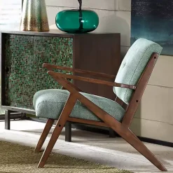 Kirklands Home Seafoam Mid-Century Pecan Finish Accent Chair Outlet