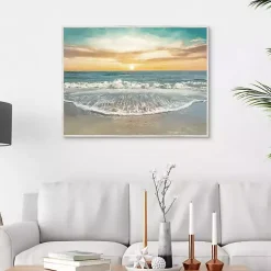 Kirklands Home Seafoam Sunrise Framed Canvas Art Print Clearance
